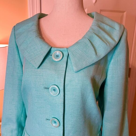 NWOT Ladies Le Suit 2 Piece Skirt Jacket Turquoise Suit Size 12 - Picture 2 of 3
